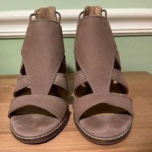 Lucky Brand Joellen Wedge Heels, Women's Size 6, Taupe Suede/Leather Upper